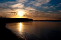 Solnedgang over karlby klint